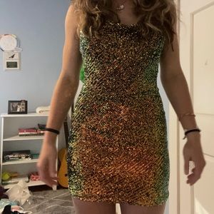 GOLD SEQUIN MINI DRESS